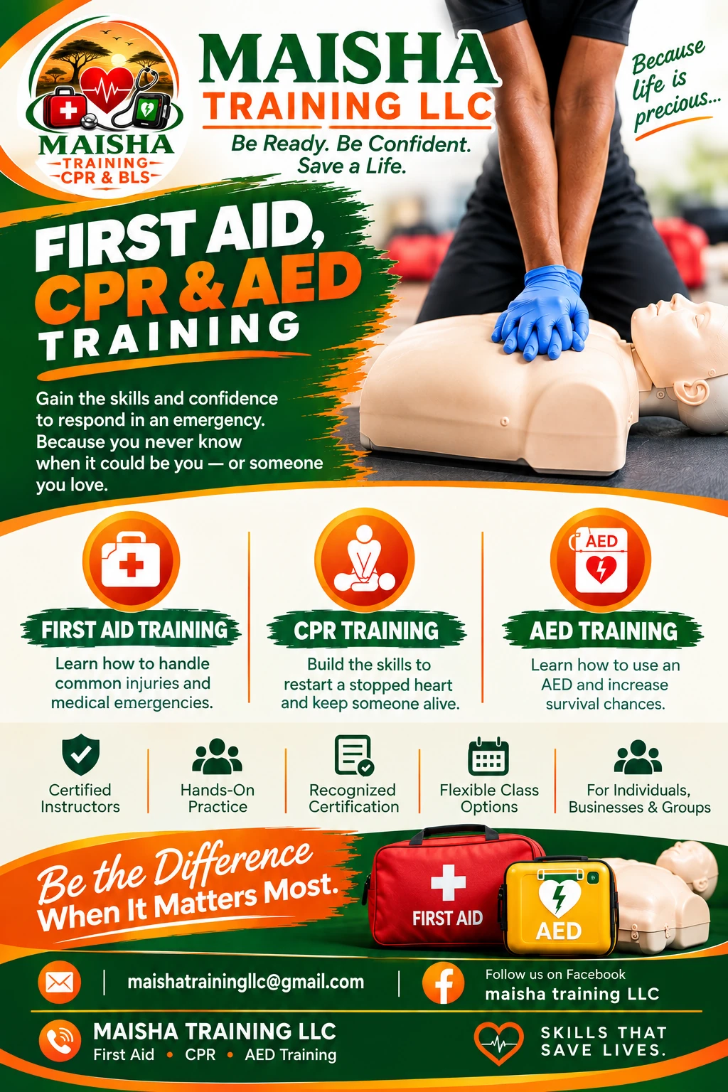 American Red Cross certified First Aid and CPR training information